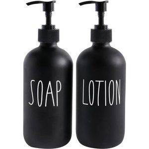 Matte Black Soap Dispenser Bathroom Set, Contains Hand Soap Dispenser and Lotion